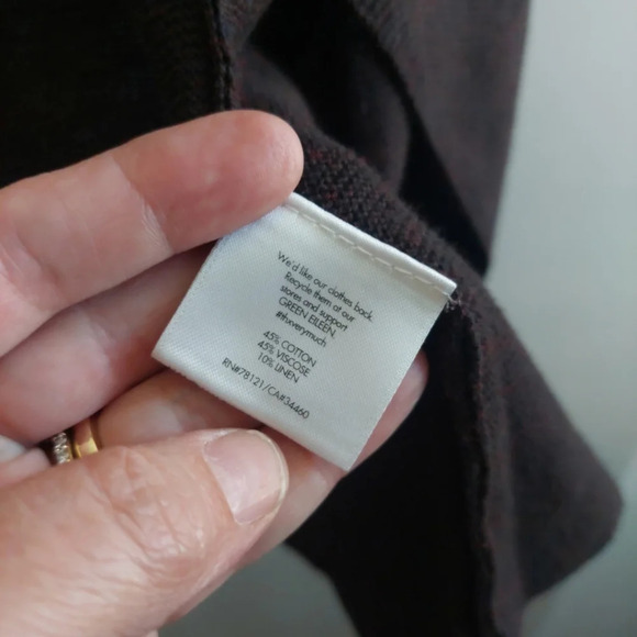 Eileen Fisher Linen Blend Open Front lightweight brown cardigan minimalist S - Picture 3 of 5